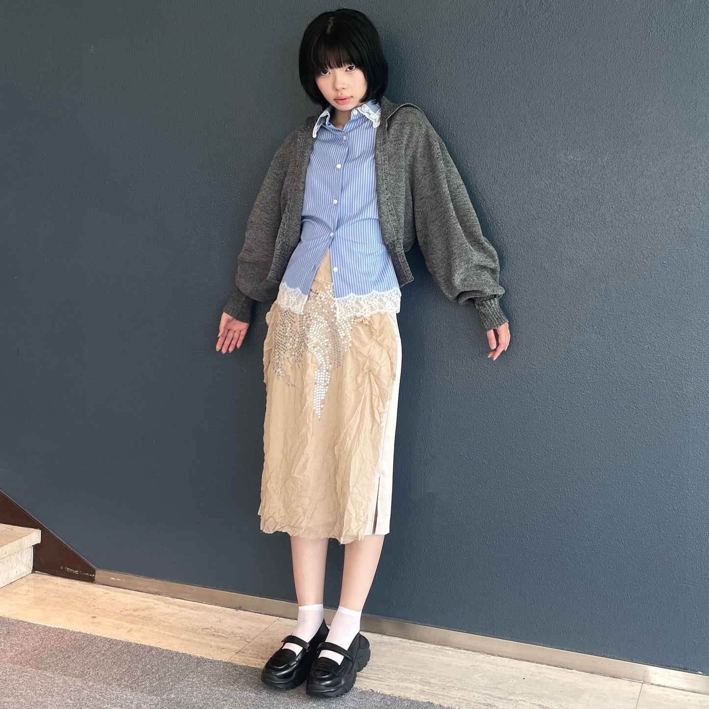 Charlotte Knit / Gray / シェイプニットトップ