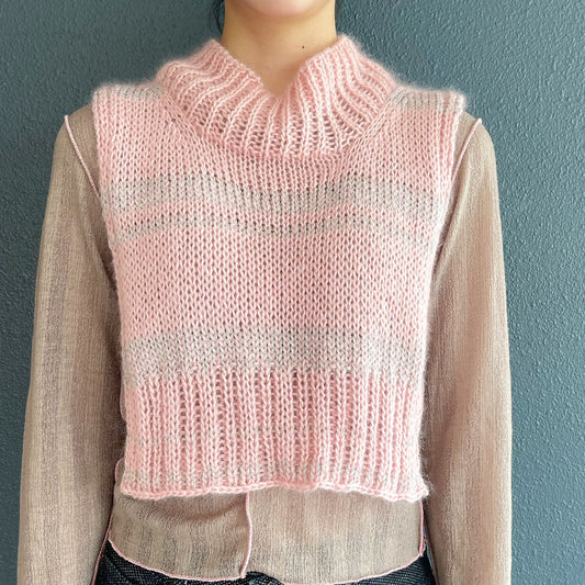 MIKAN silk mohair top / pink / シルクモヘア前掛け
