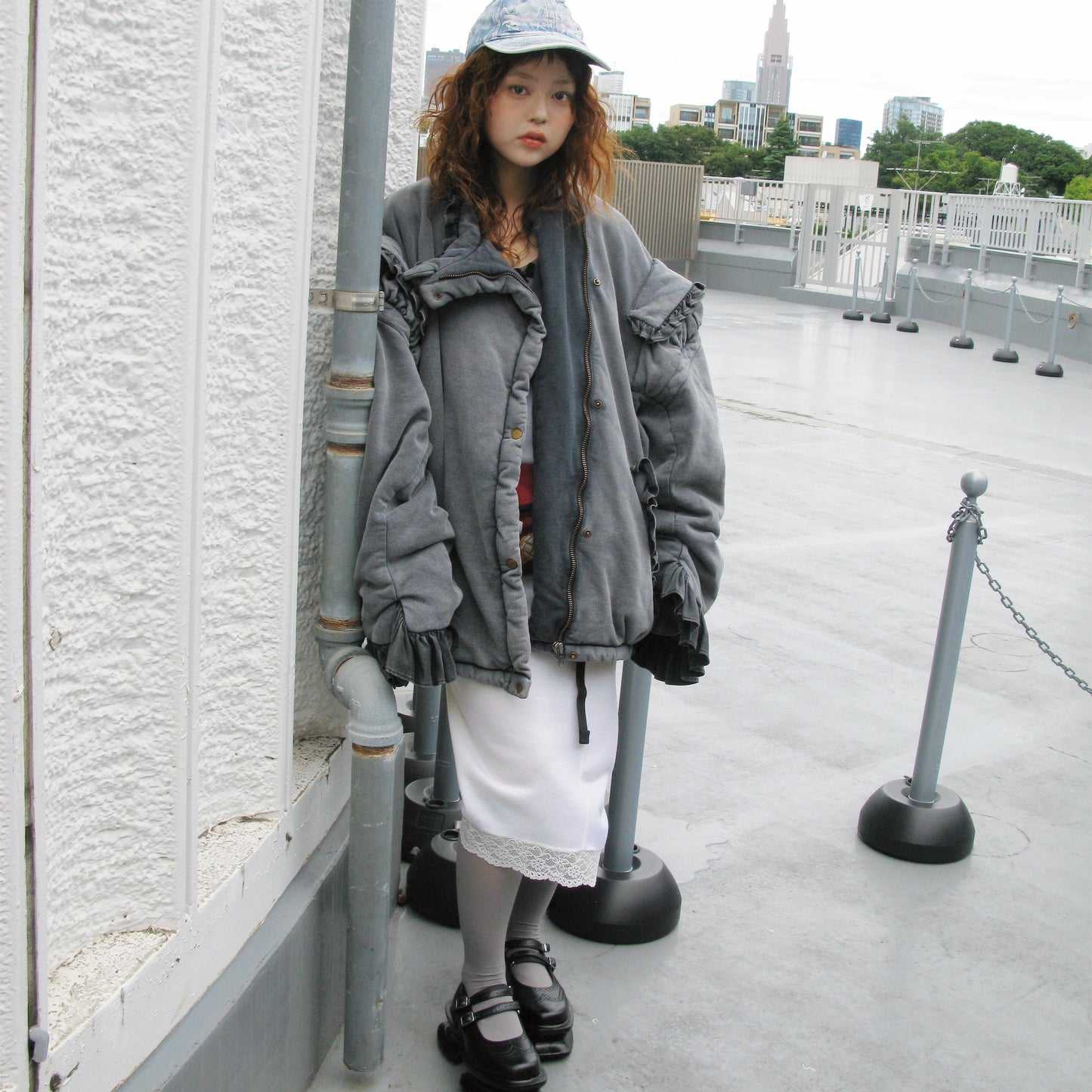 BIG PUFFER FRILL BLOUSON / BLACK / フリルジャケット