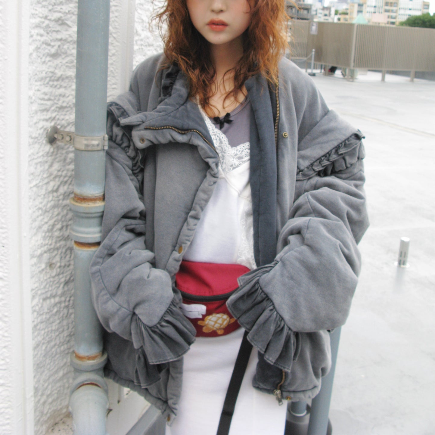 BIG PUFFER FRILL BLOUSON / BLACK / フリルジャケット