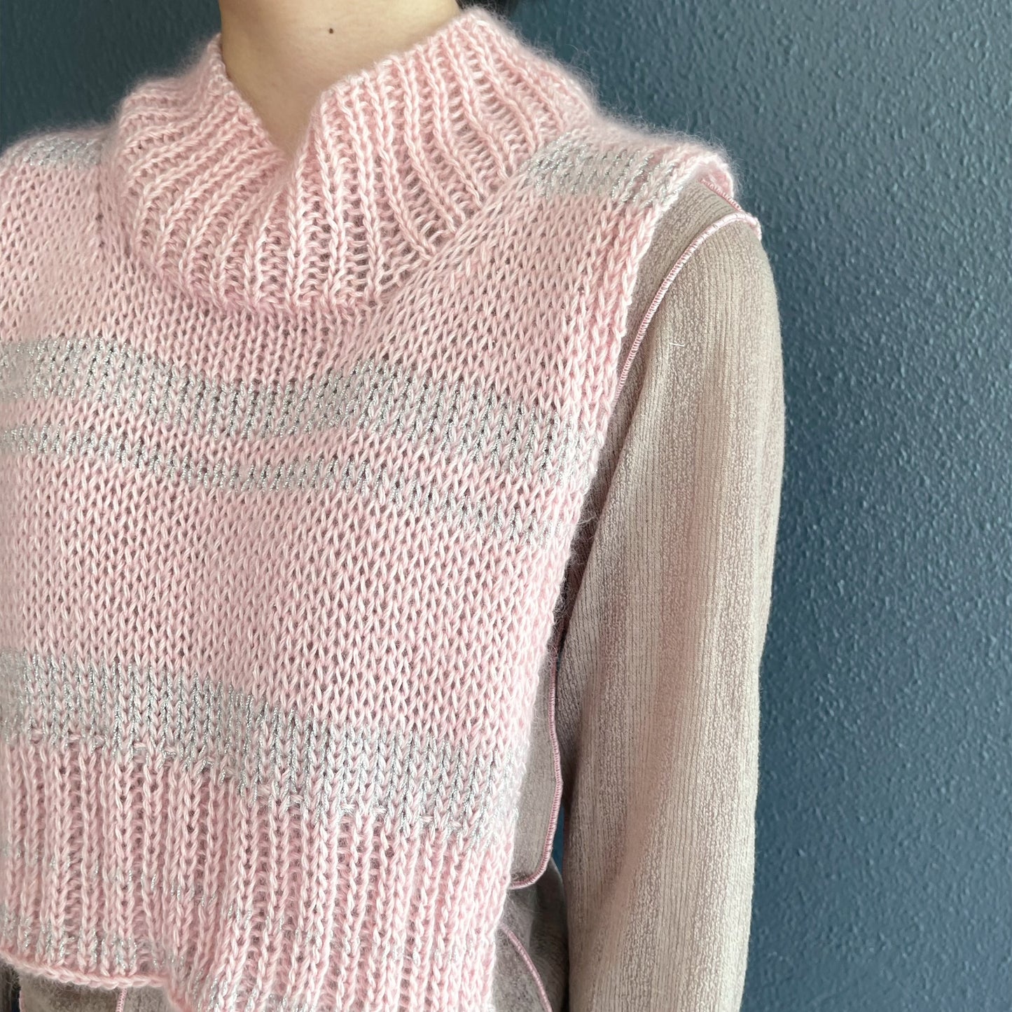 MIKAN silk mohair top / pink / シルクモヘア前掛け