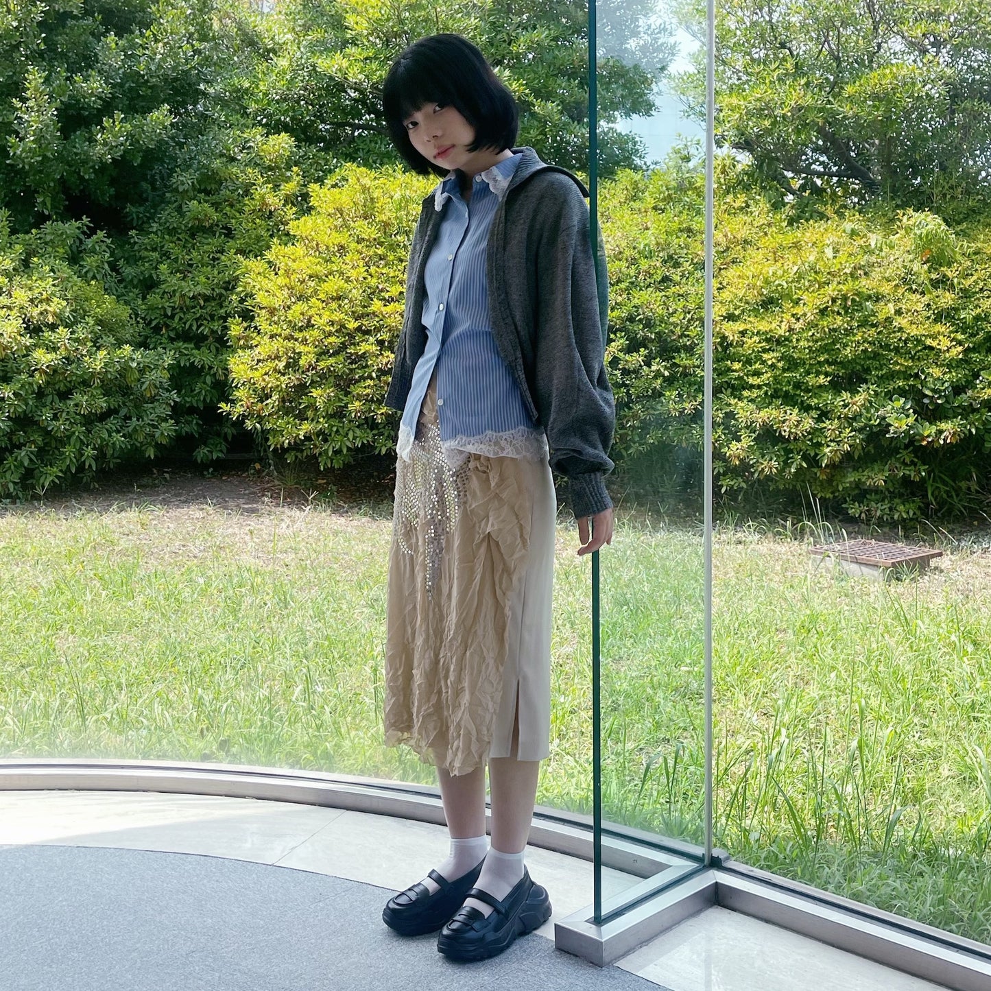 Charlotte Knit / Gray / シェイプニットトップ