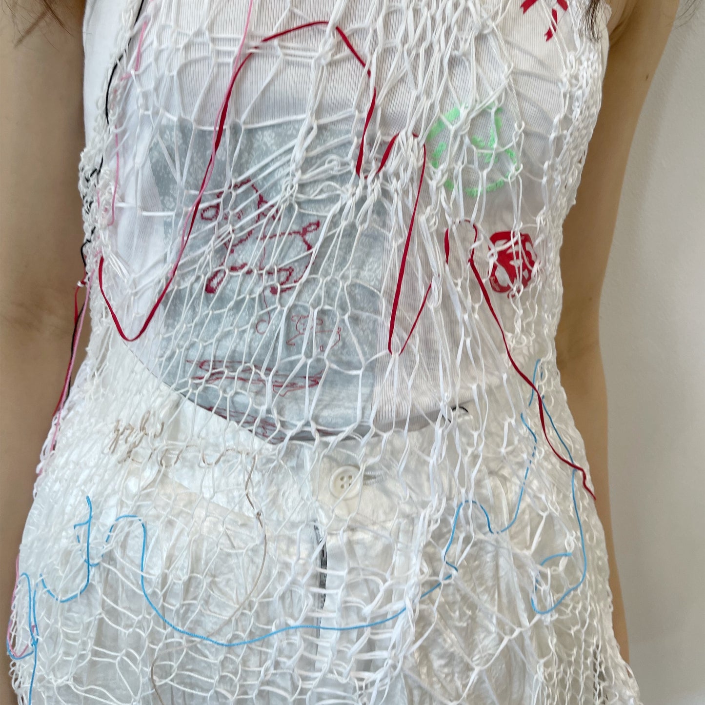 reticular hand knit long tops / white / ハンドニットロングトップ