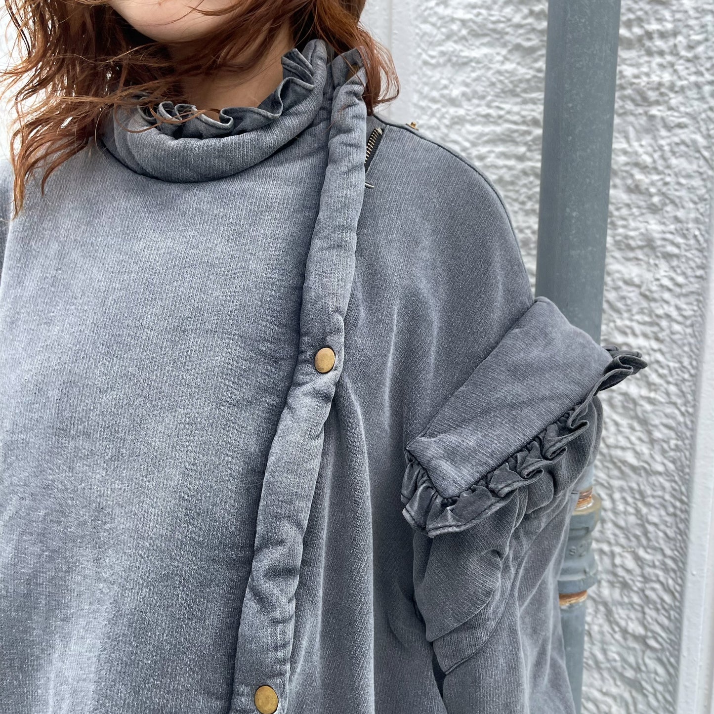 BIG PUFFER FRILL BLOUSON / BLACK / フリルジャケット