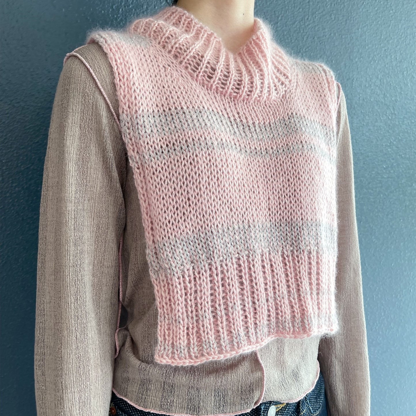 MIKAN silk mohair top / pink / シルクモヘア前掛け