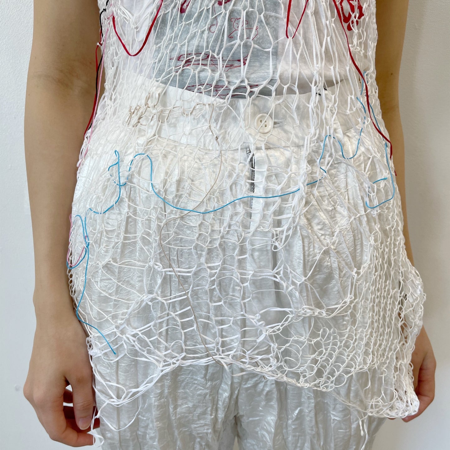 reticular hand knit long tops / white / ハンドニットロングトップ