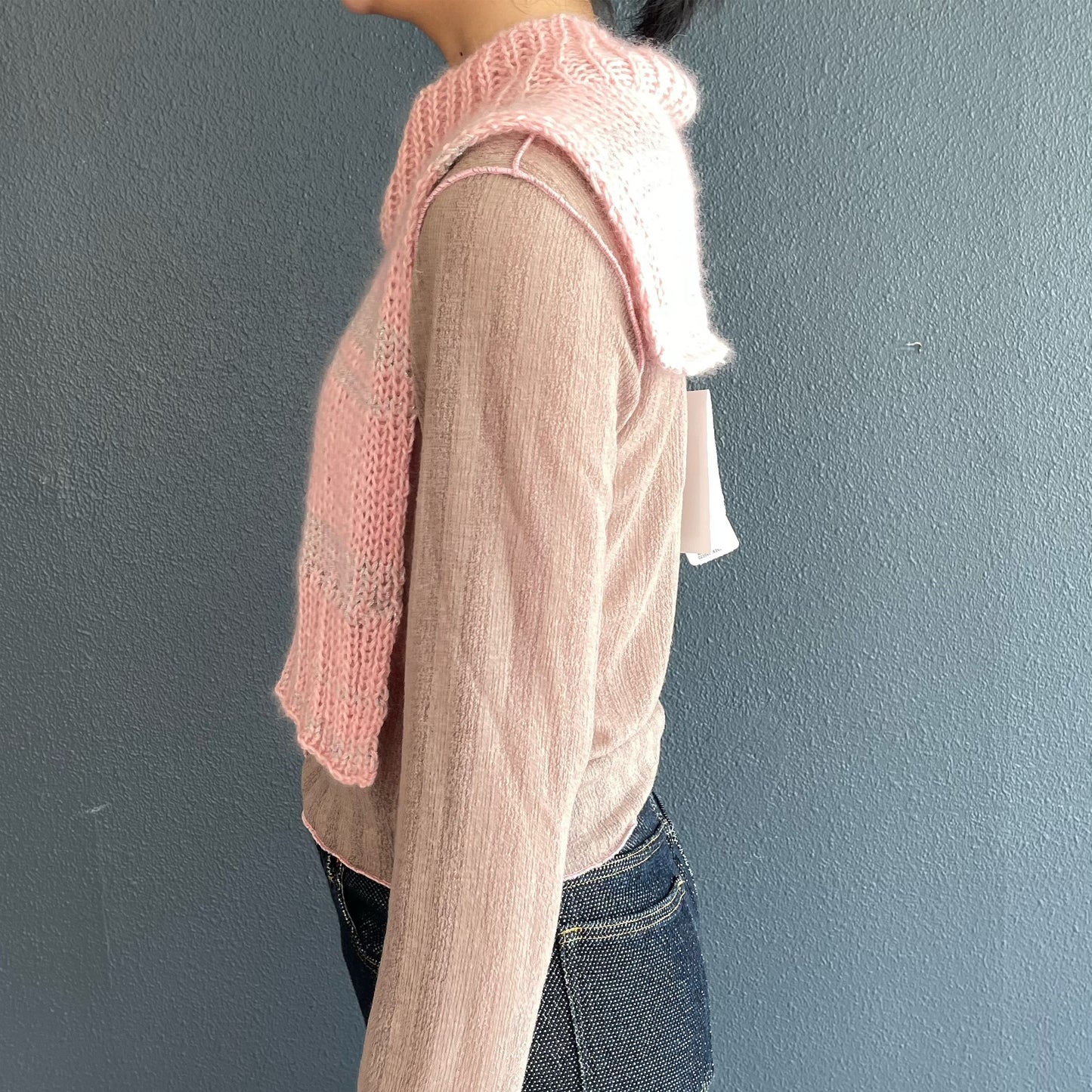 MIKAN silk mohair top / pink / シルクモヘア前掛け