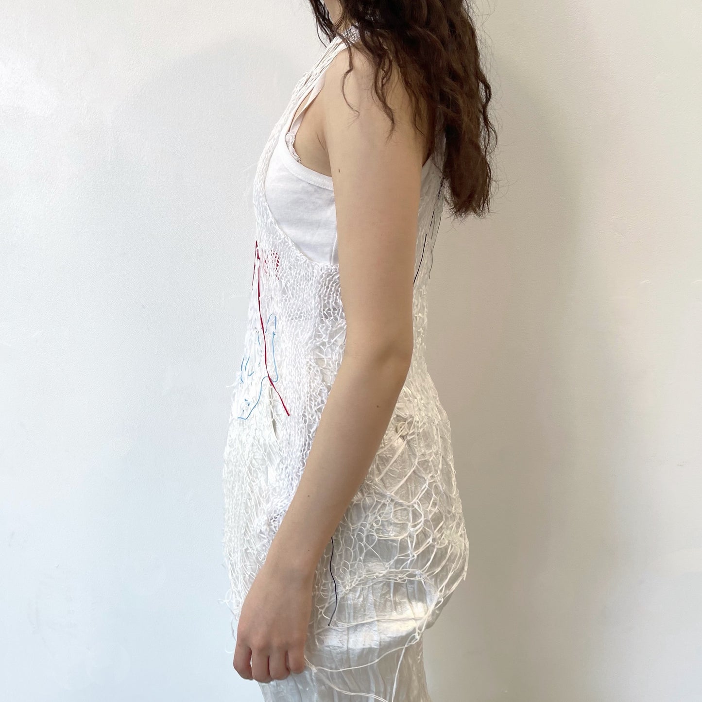 reticular hand knit long tops / white / ハンドニットロングトップ