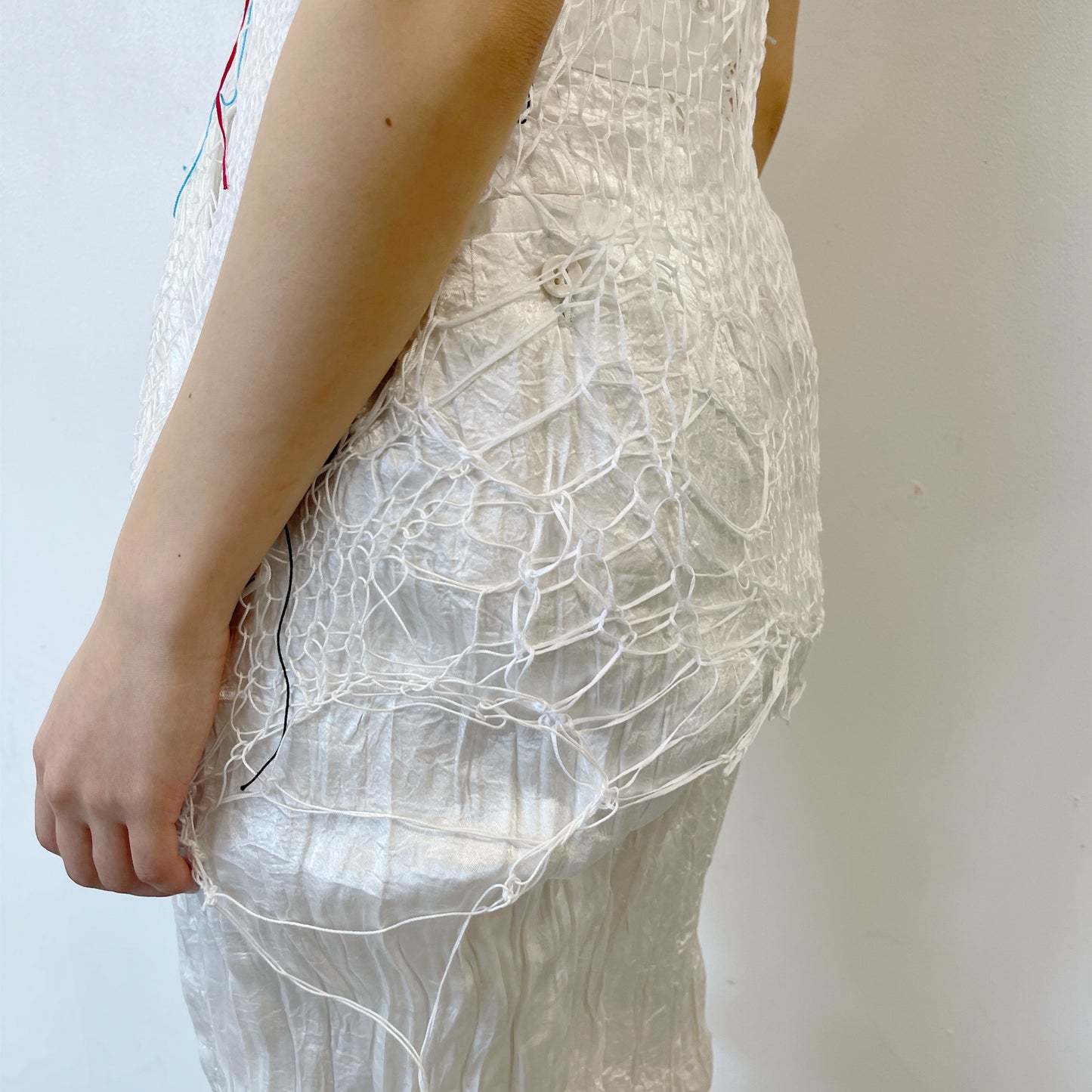 reticular hand knit long tops / white / ハンドニットロングトップ