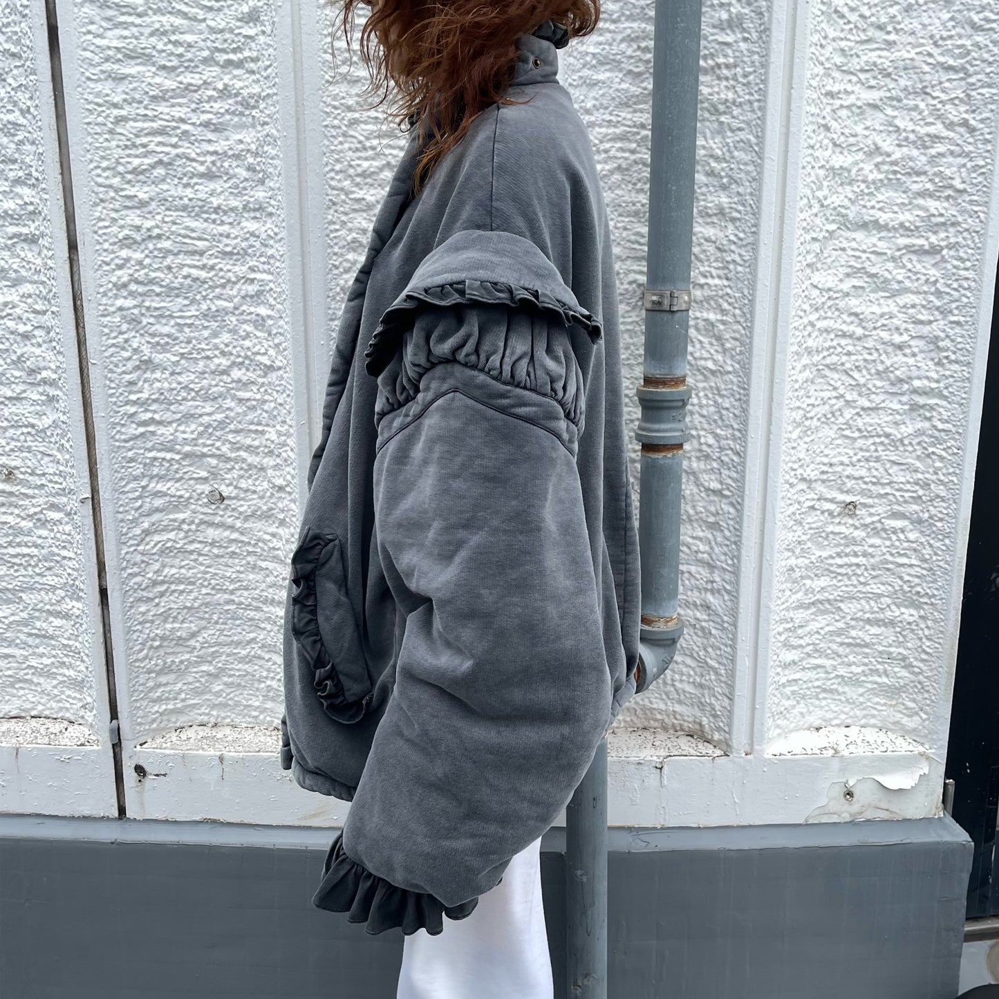 BIG PUFFER FRILL BLOUSON / BLACK / フリルジャケット