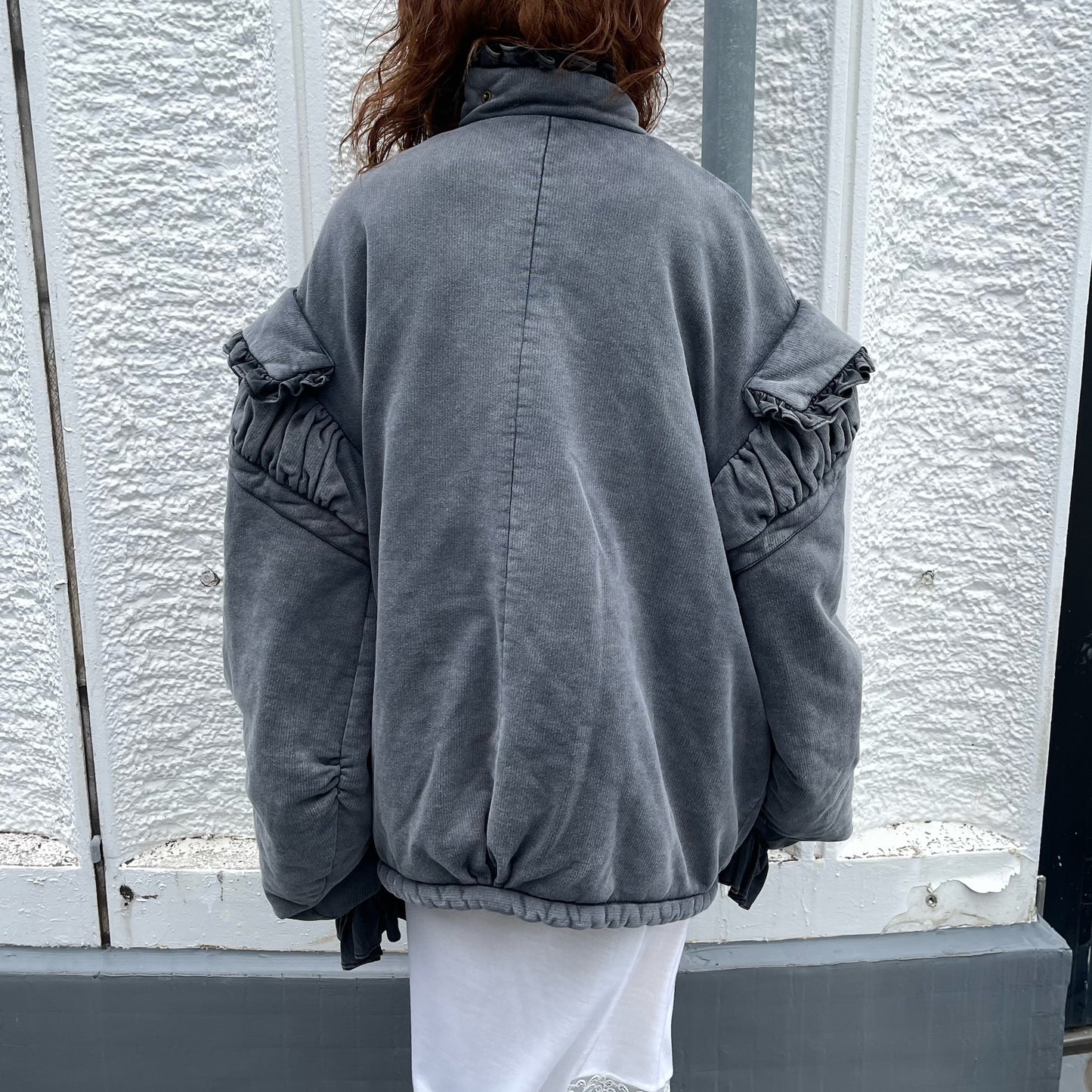 BIG PUFFER FRILL BLOUSON / BLACK / フリルジャケット
