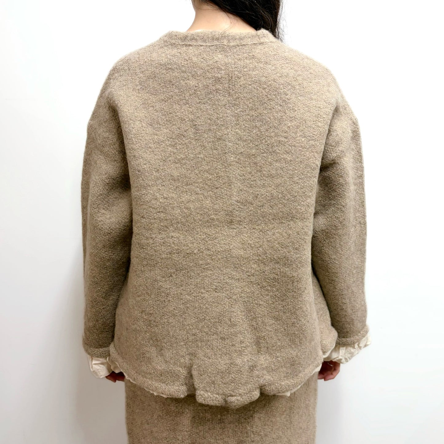 fulling jacket / beige / 縮絨加工ニットジャケット