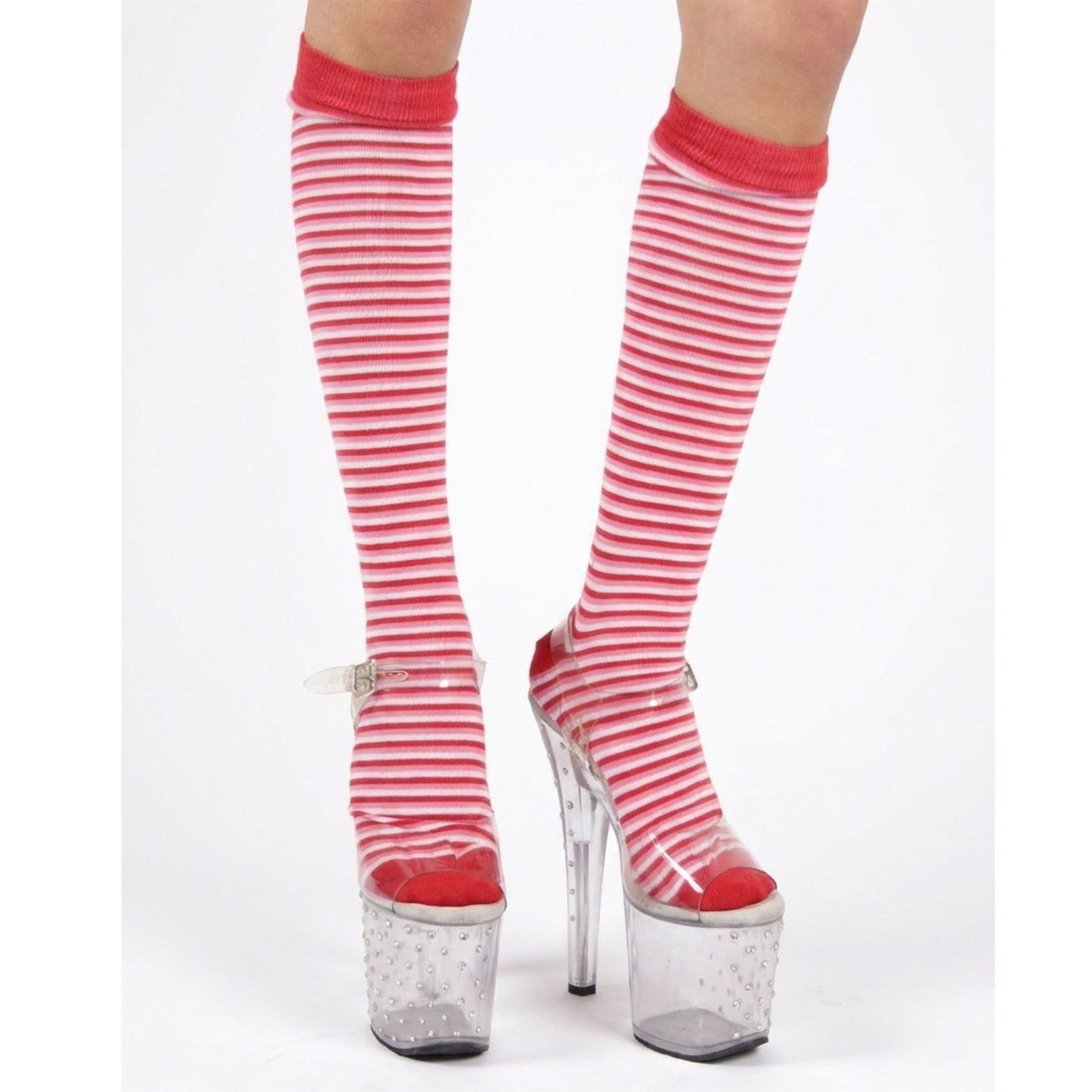 Lisa Socks / Red / ストライプハイソックス