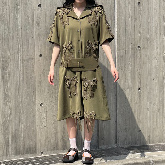 NURSE RIBBON DRESS / KHAKI / ナースリボンドレス
