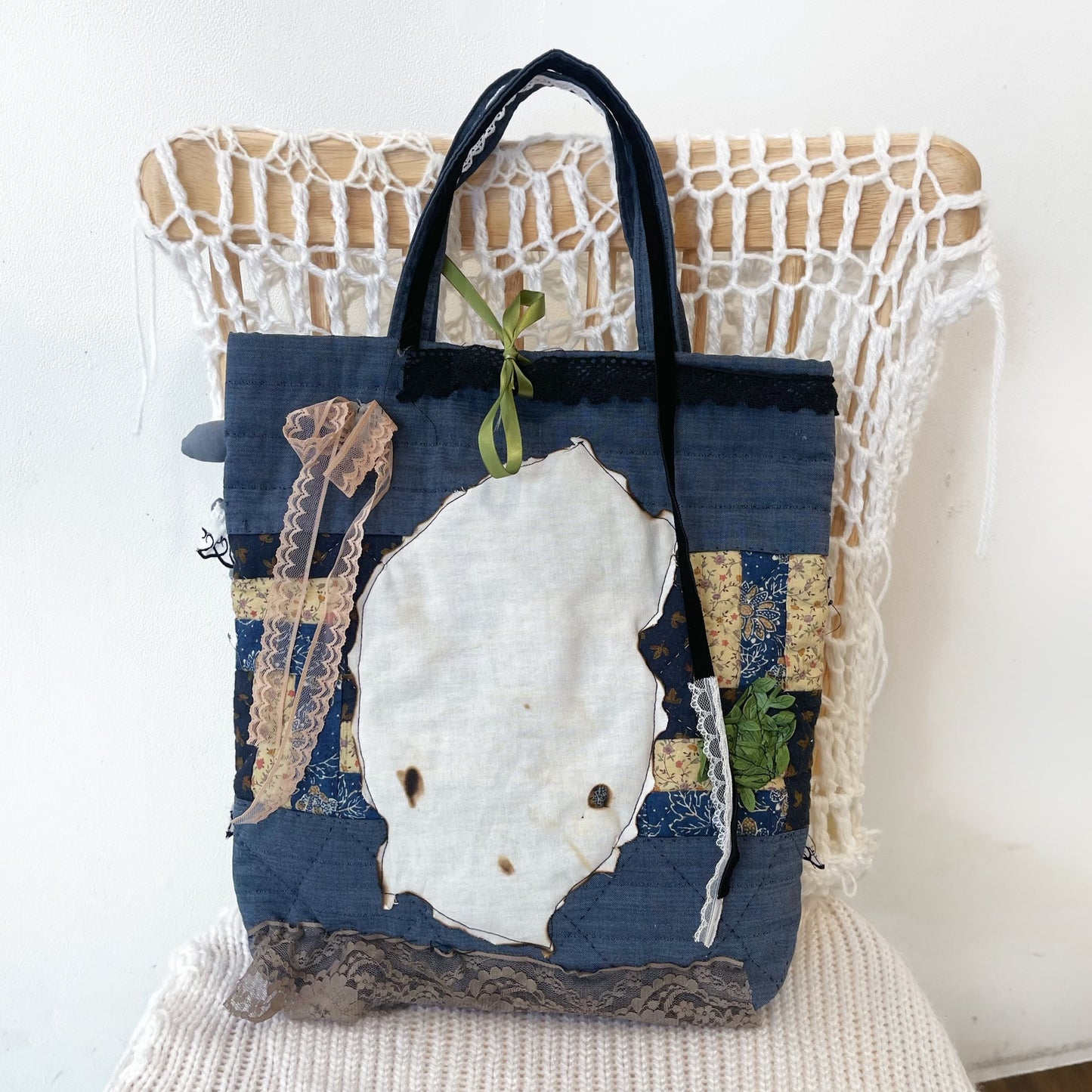 Patch work Bag+ / Blue / パッチワークトートバッグ