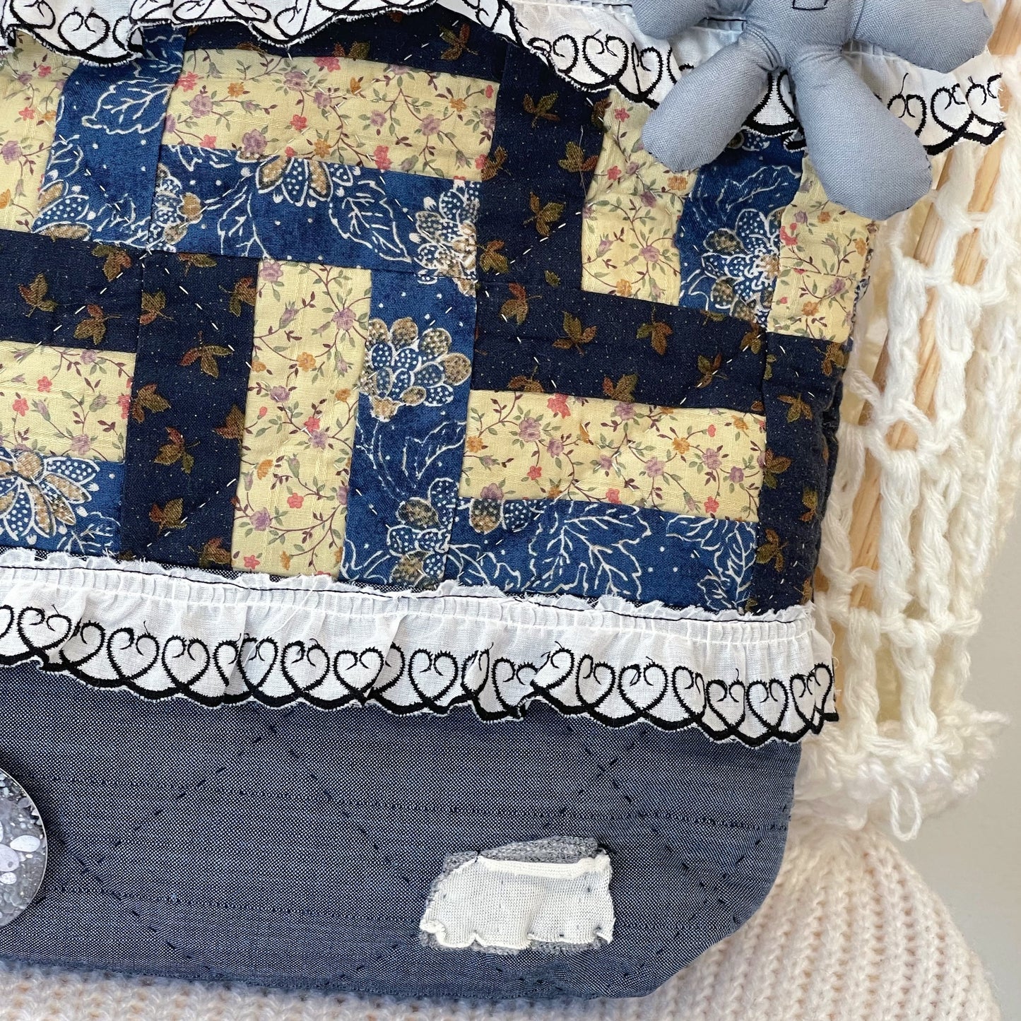 Patch work Bag+ / Blue / パッチワークトートバッグ