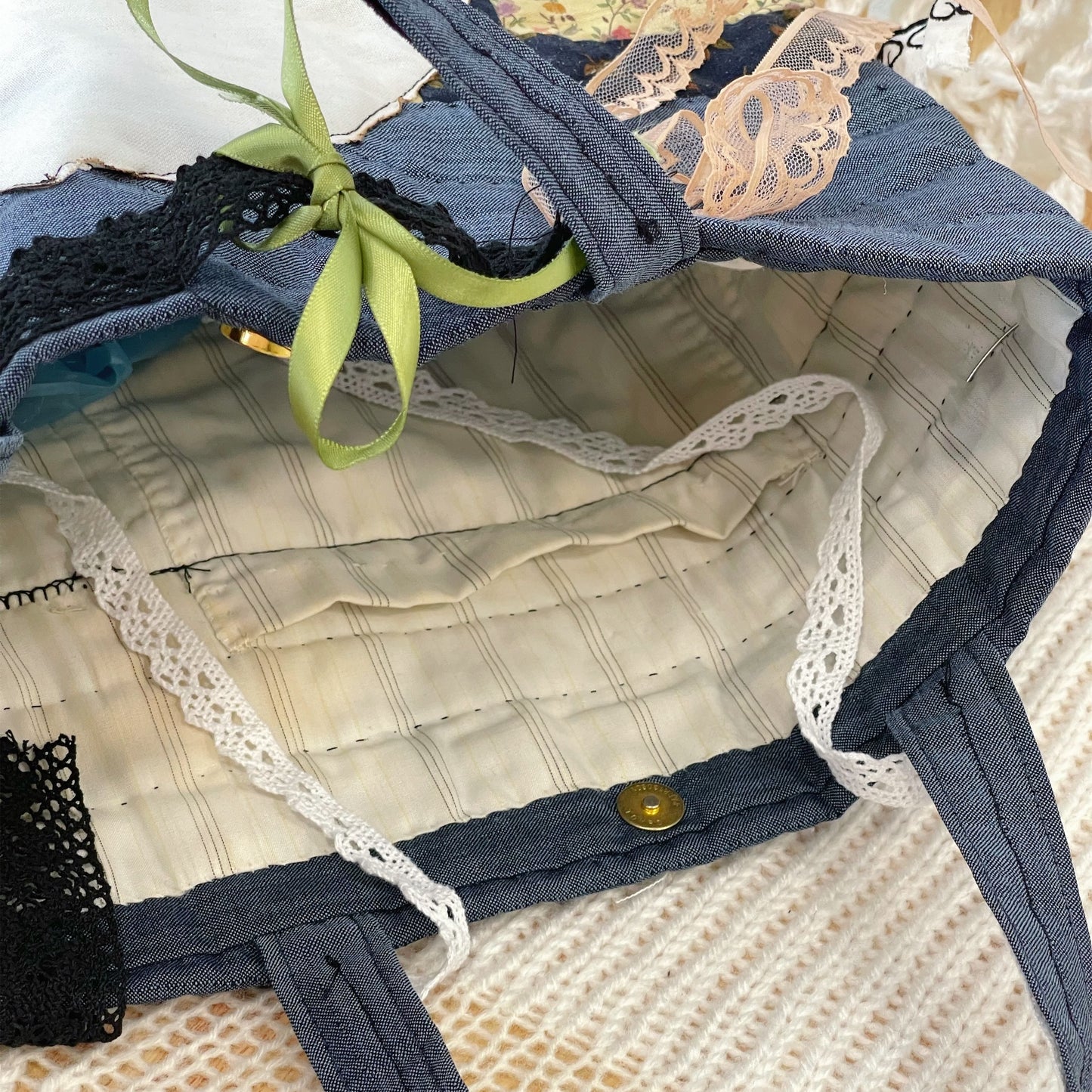 Patch work Bag+ / Blue / パッチワークトートバッグ