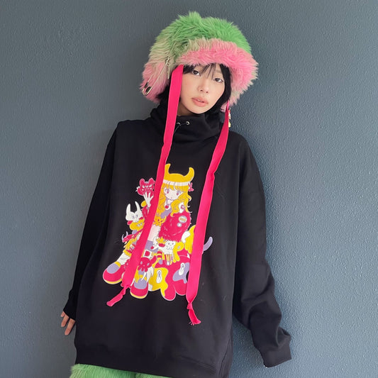ROXANNE FUR CASQUETTE HIZUME / PINK × GREEN / フェイクファーキャスケット