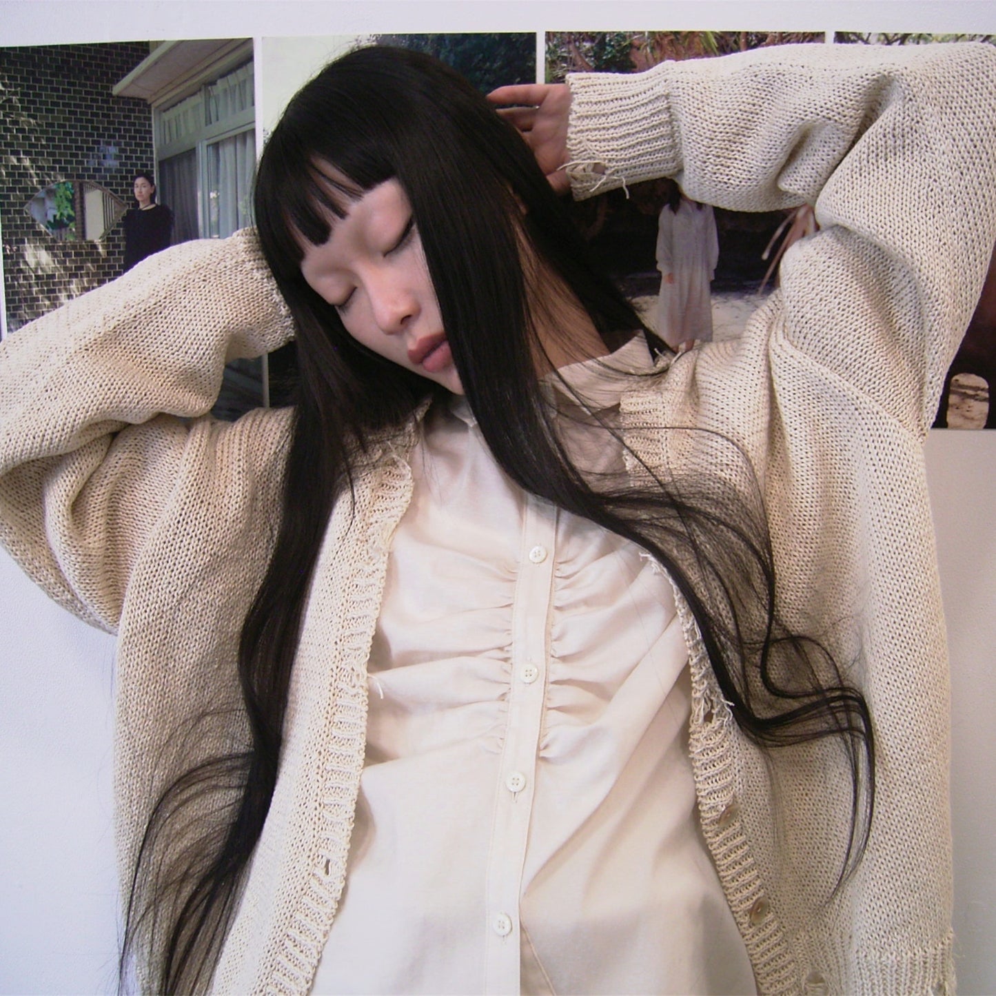 Grunge airy knit cardigan / ECRU / ニットカーディガン