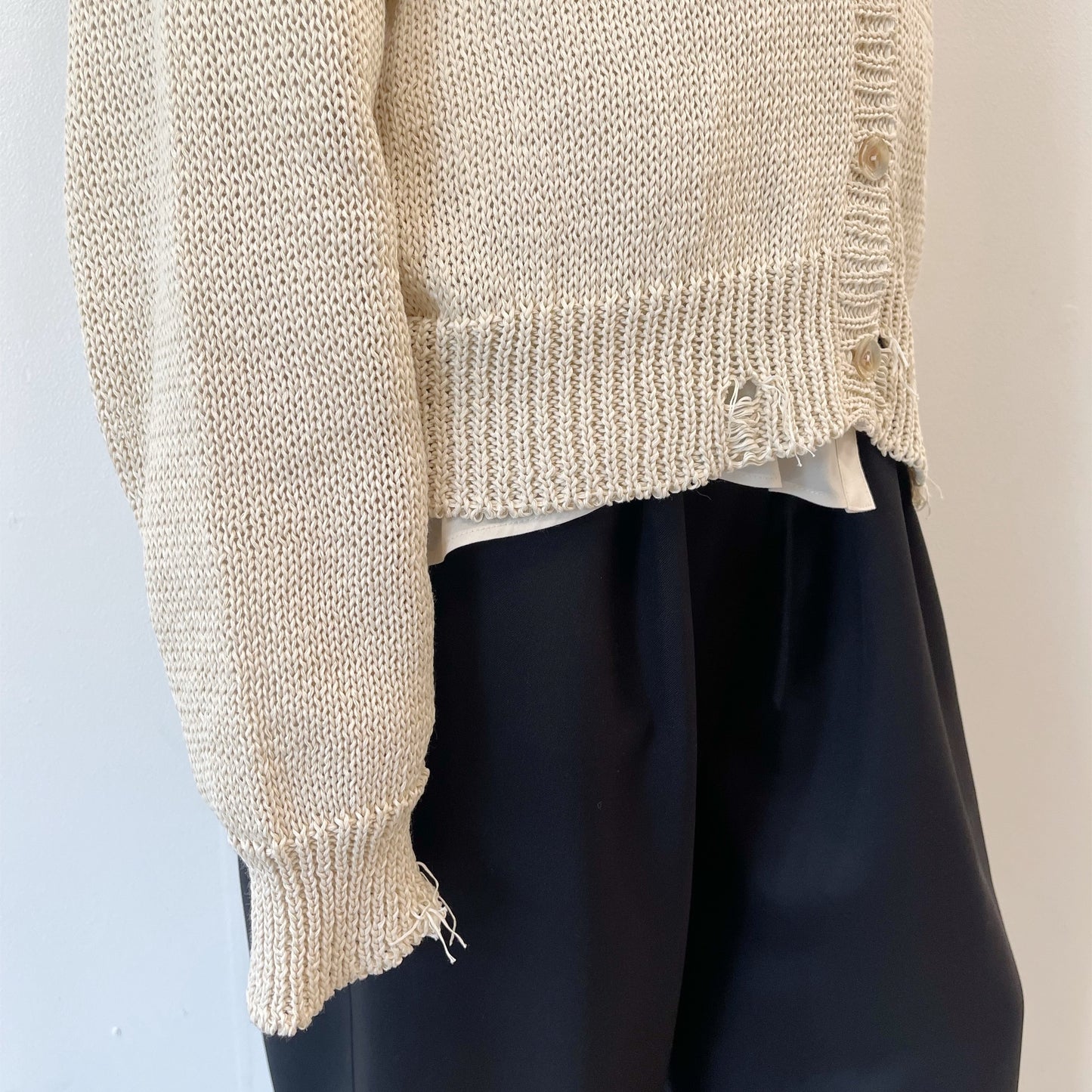 Grunge airy knit cardigan / ECRU / ニットカーディガン
