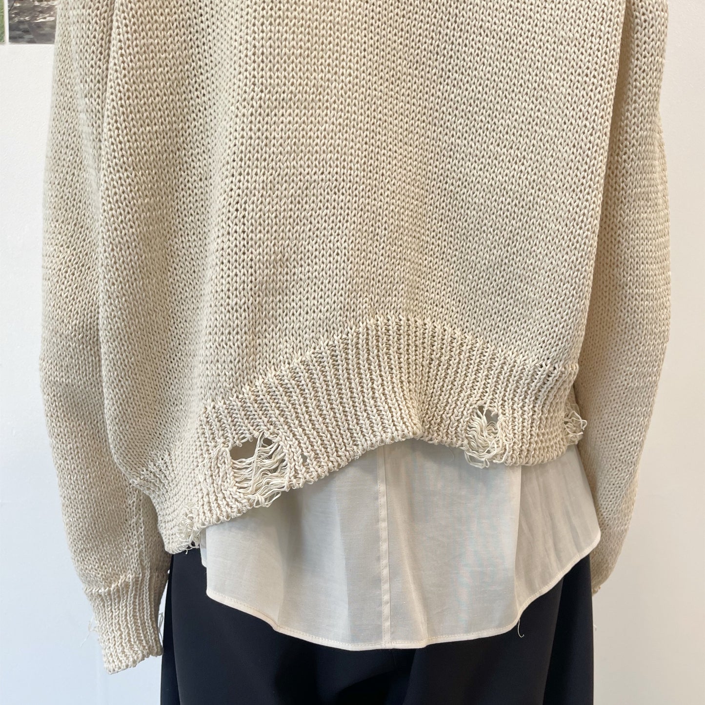 Grunge airy knit cardigan / ECRU / ニットカーディガン
