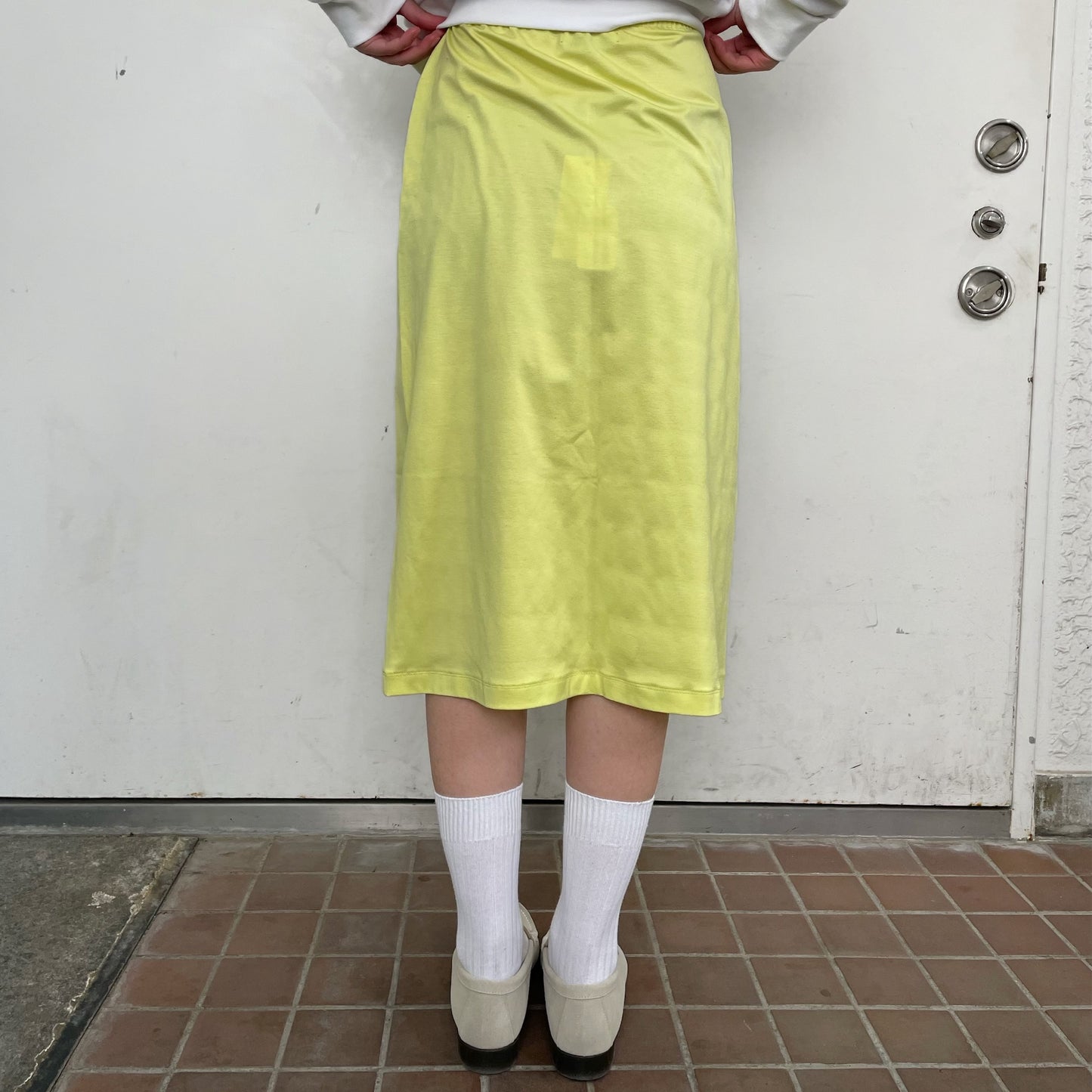 knit medium skirt / yellow / ニットスカート