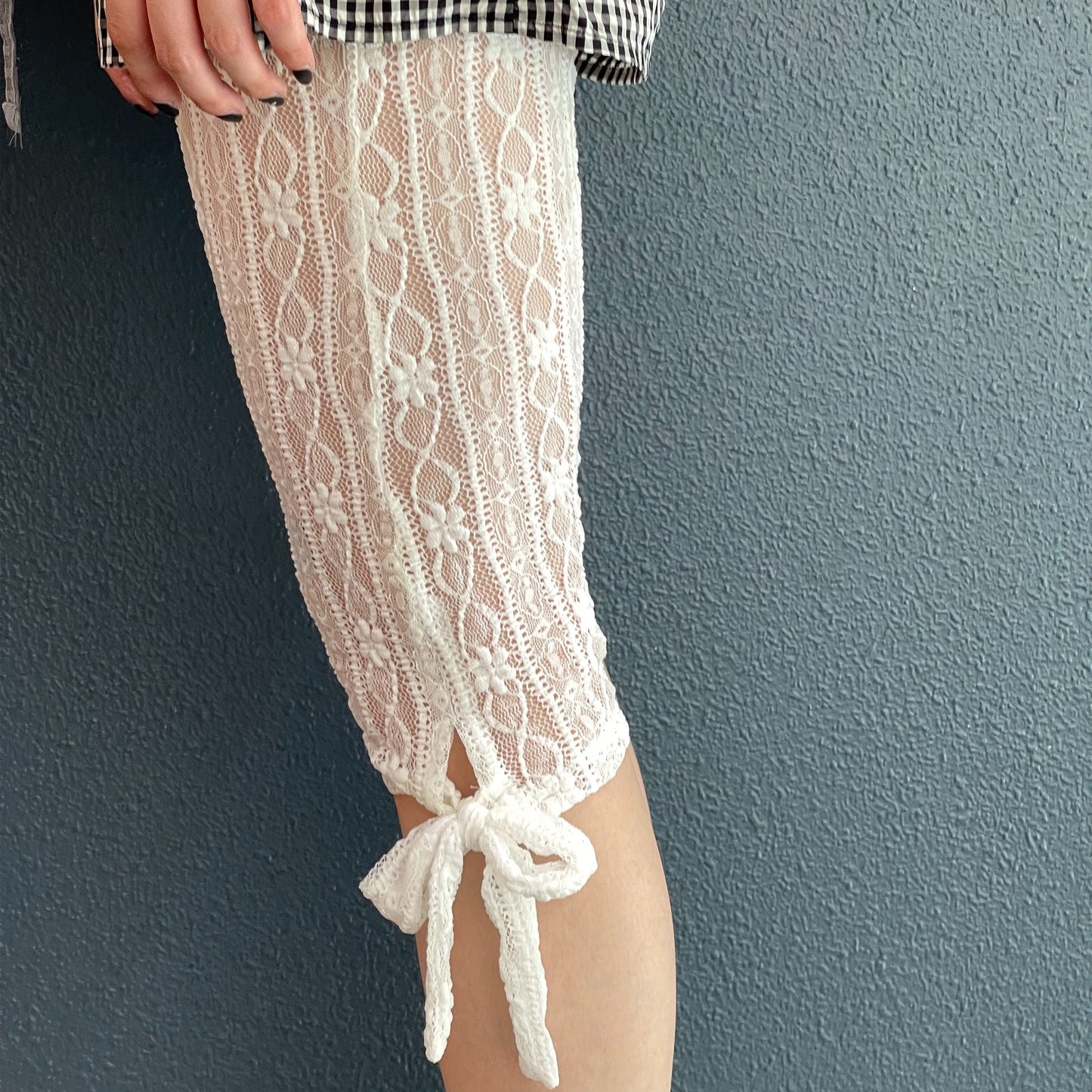 Lace Strap Leggings / White / レースレギンス