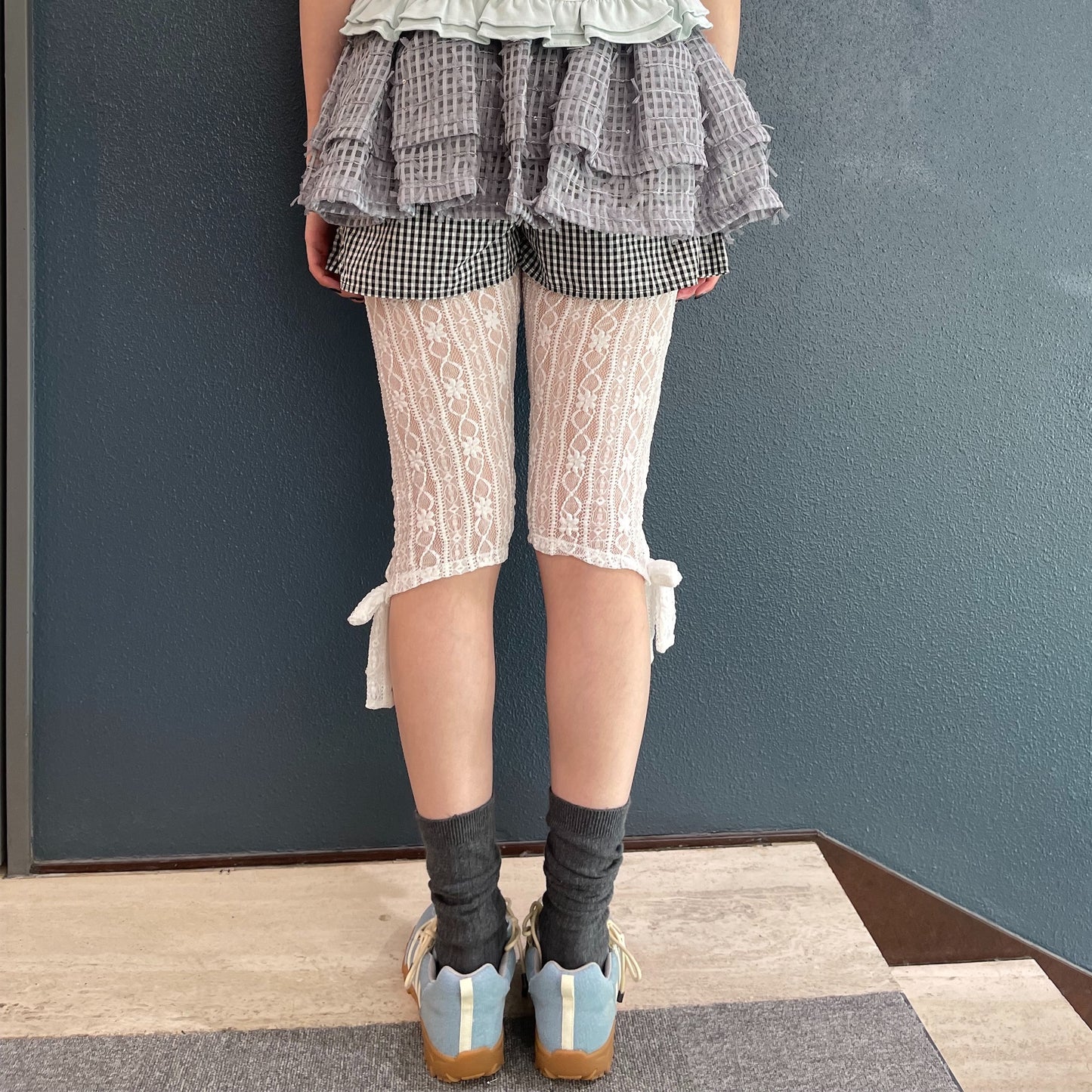 Lace Strap Leggings / White / レースレギンス