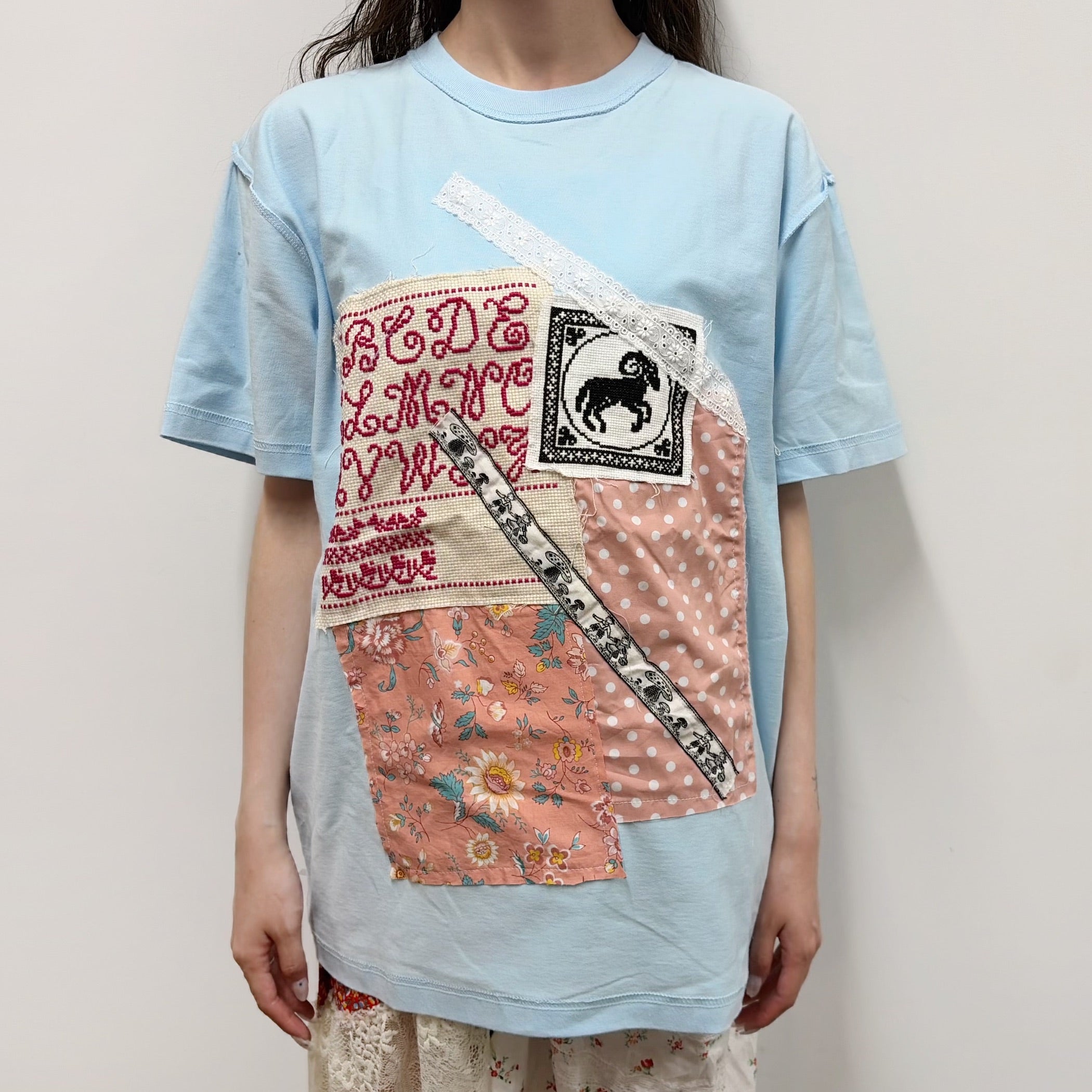 Patchwork tshirts / Sky blue / パッチワークTシャツ | シープ