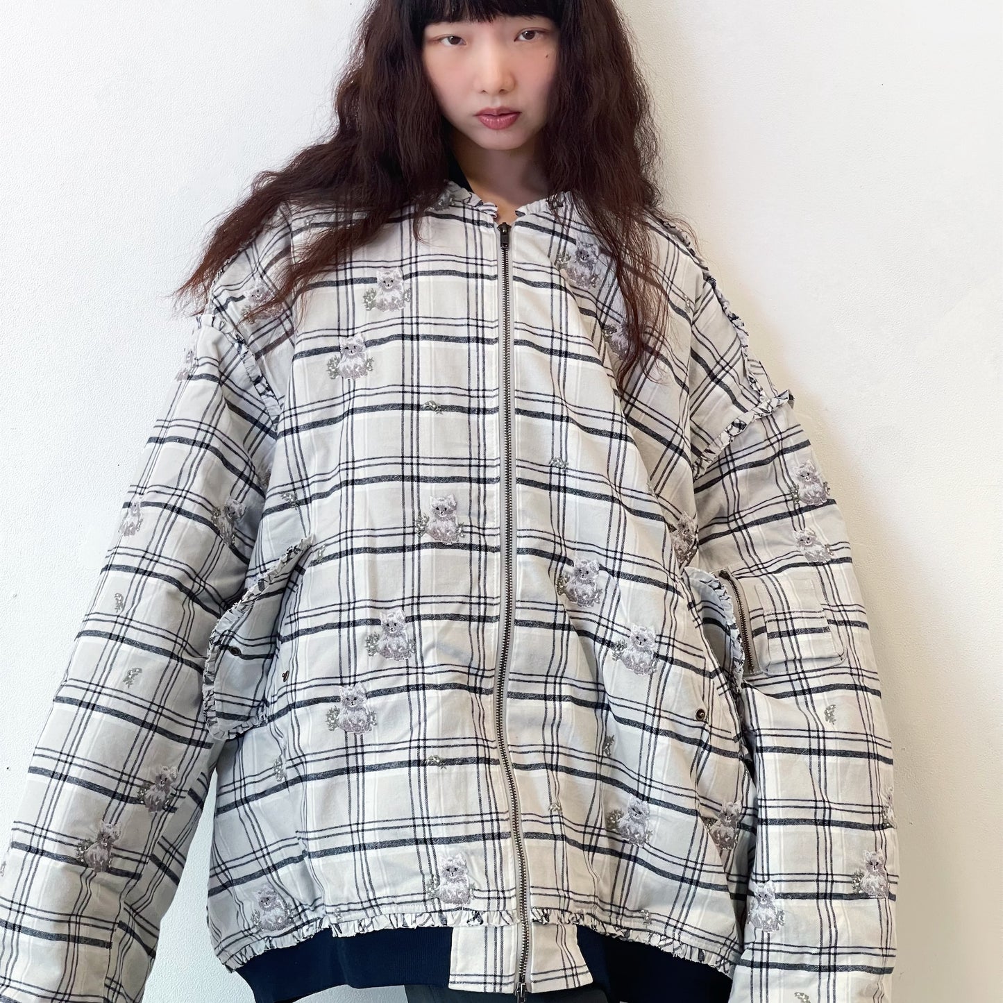 MINI FRILL MA-1 / GRAY / フリル刺繍ブルゾン