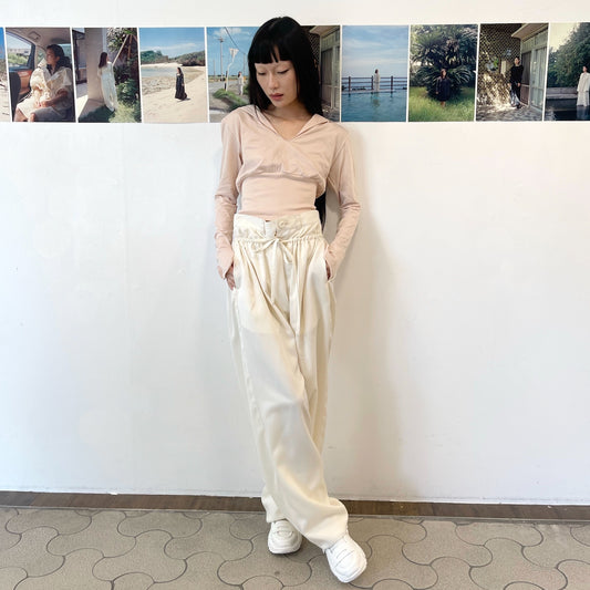 Wring wide pants / WHITE / ギャザーワイドパンツ