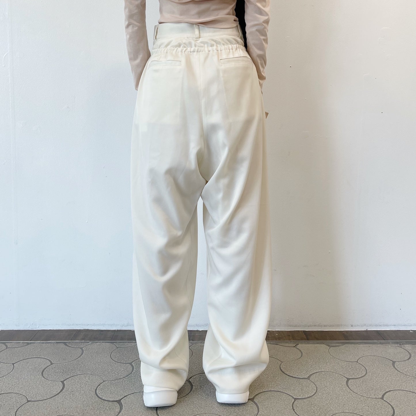 Wring wide pants / WHITE / ギャザーワイドパンツ