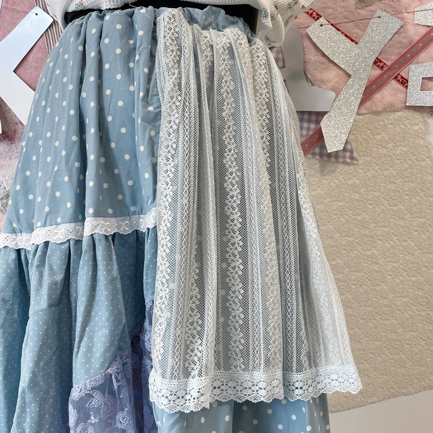 crazy skirt / Blue mix / レースパターンスカート