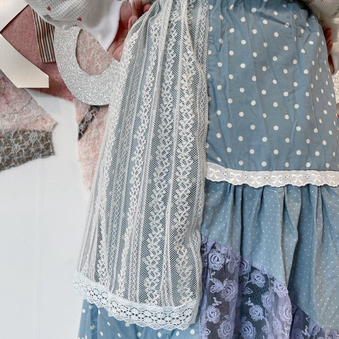 crazy skirt / Blue mix / レースパターンスカート