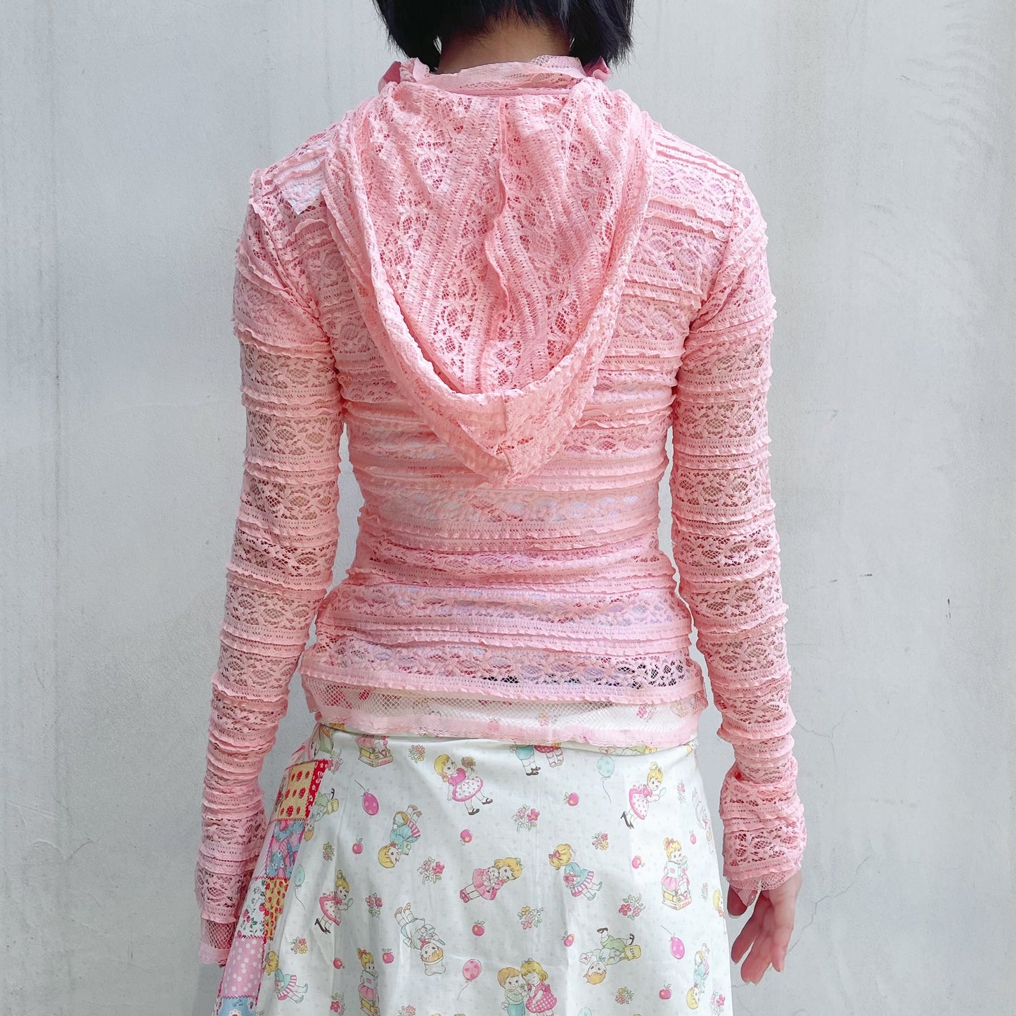 LACE HOODIE / PINK / レースジップアップフーディー