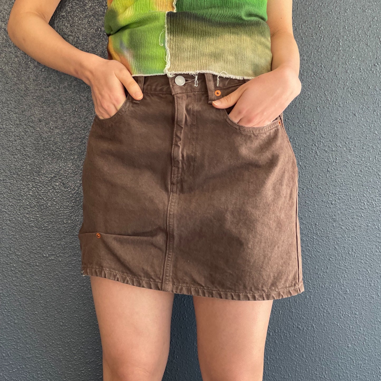 LOOSE ROLLED-UP SKIRT / BROWN / ルーズロールアップスカート