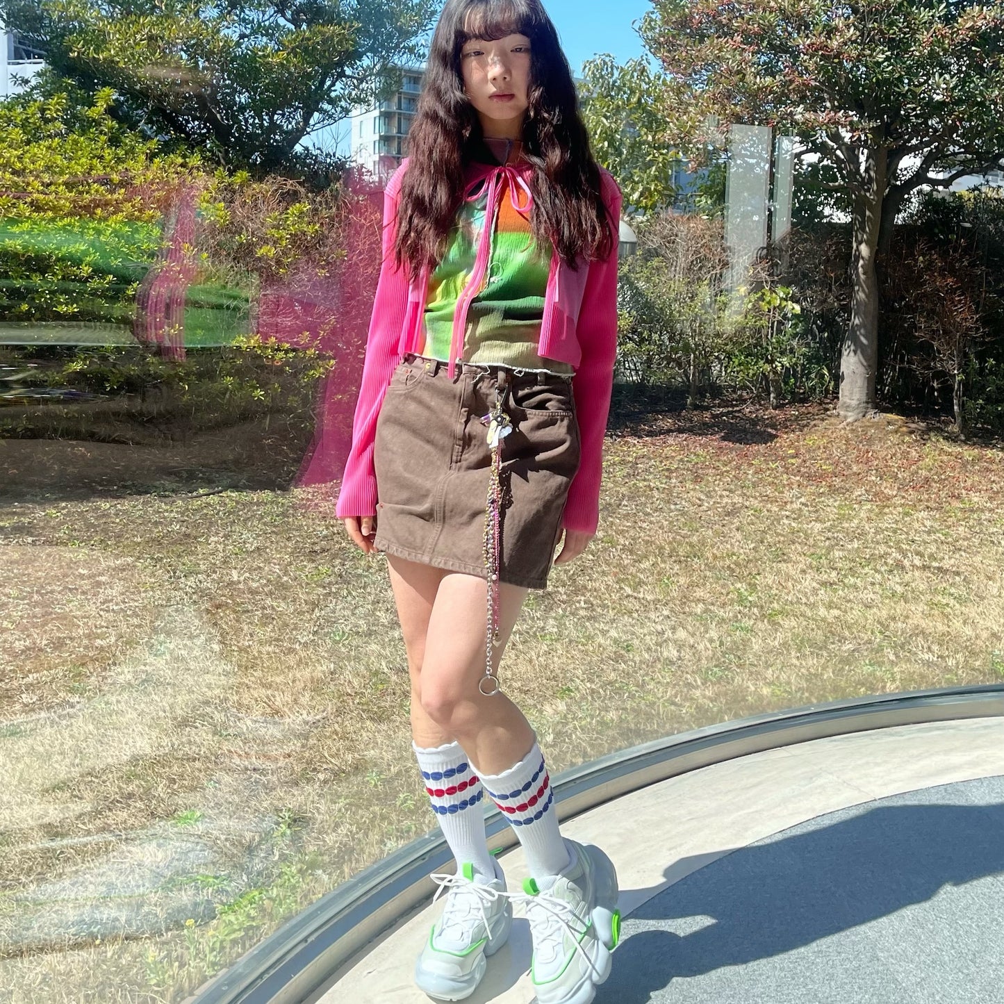 LOOSE ROLLED-UP SKIRT / BROWN / ルーズロールアップスカート