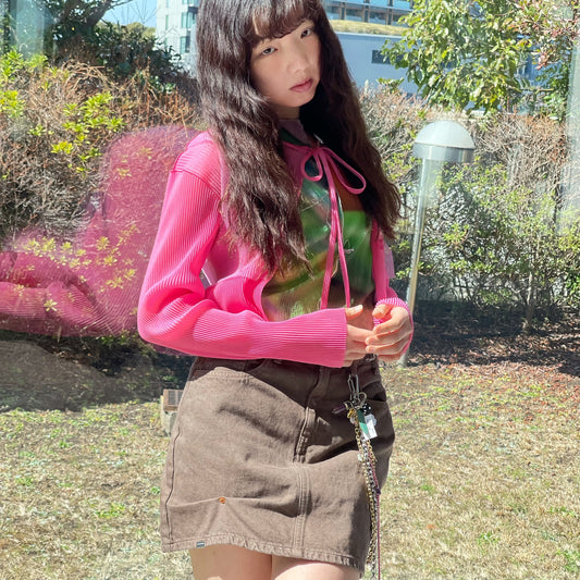 LOOSE ROLLED-UP SKIRT / BROWN / ルーズロールアップスカート