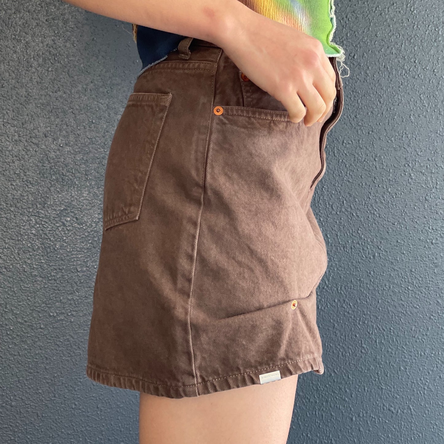 LOOSE ROLLED-UP SKIRT / BROWN / ルーズロールアップスカート