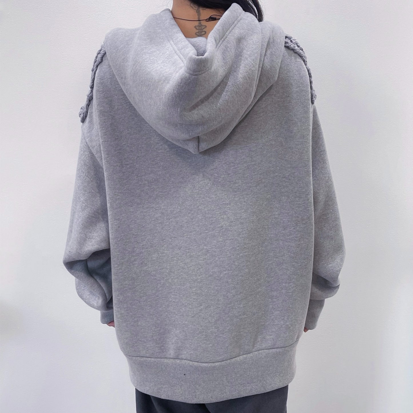 Uncle knit mix foodie / GRAY × GRAY / 裏毛ニットドッキングフーディー