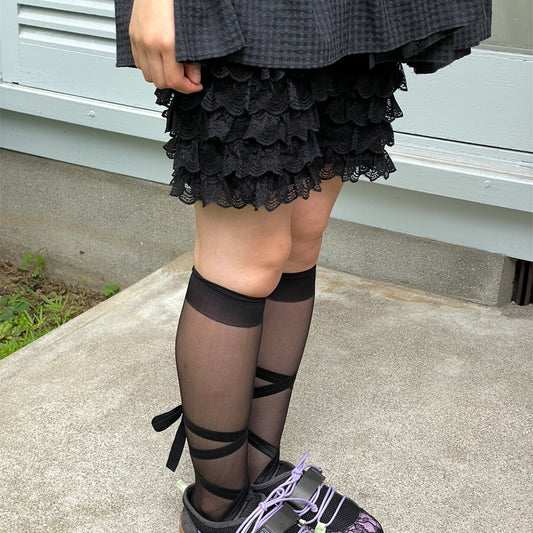 Nell biker shorts / Black / フリルレースショーツ
