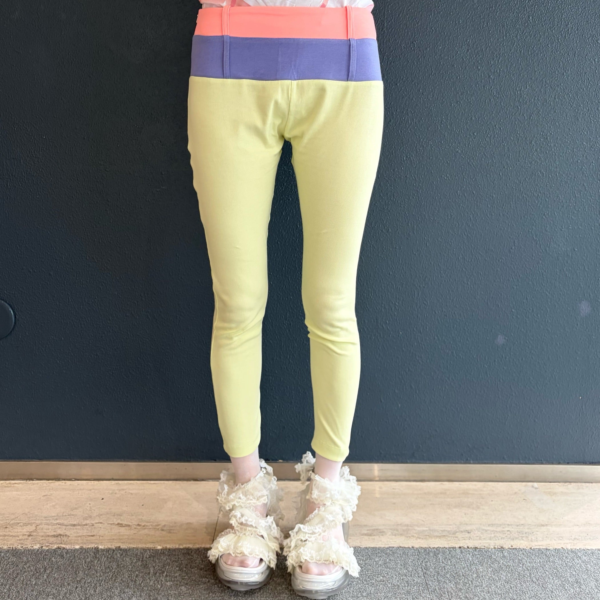 DOUBLE WAISTBAND LEGGINGS / PEACH/JELLYBEAN/CREAM / ダブルウエスト