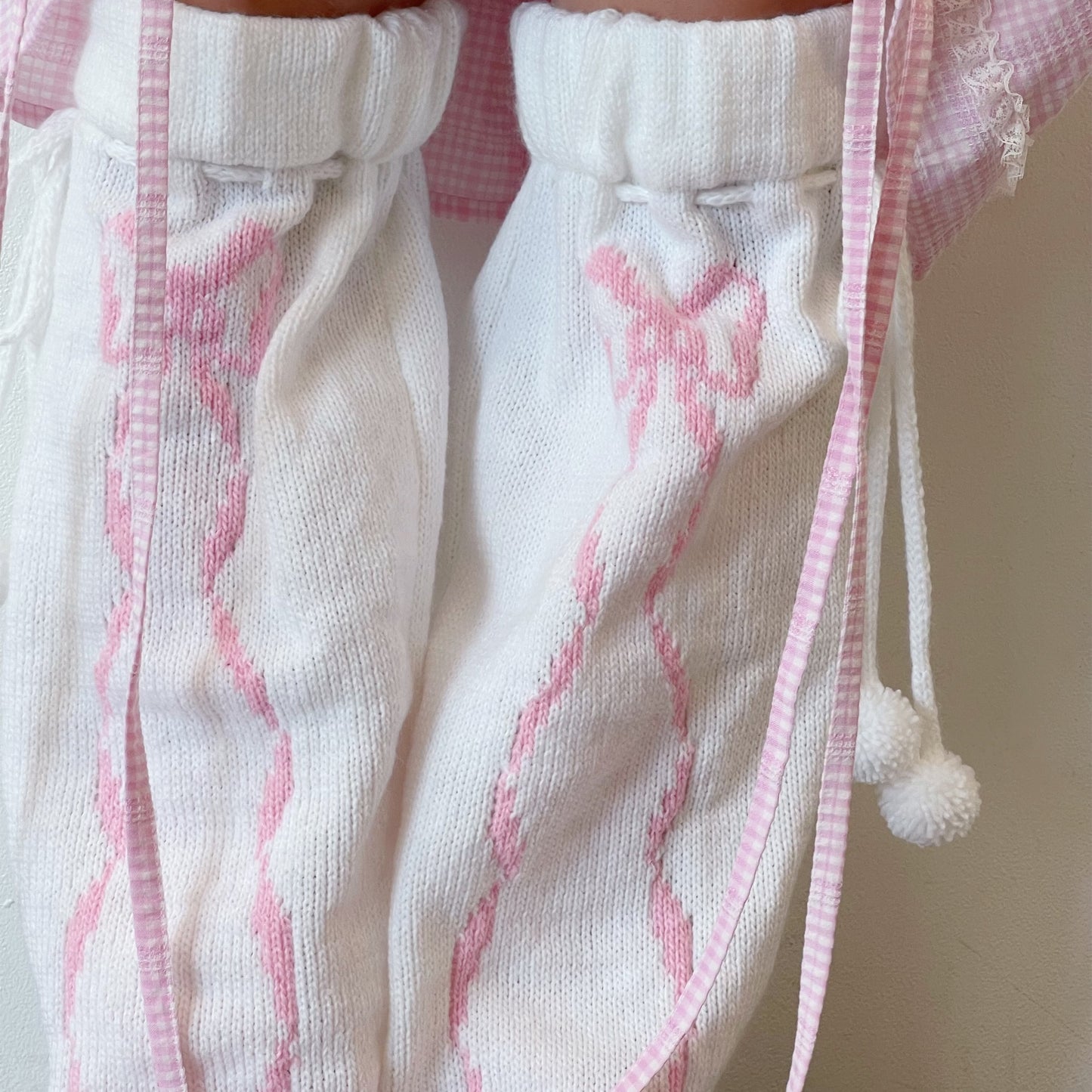 Ribbons leg warmer / White×Pink / リボンレッグウォーマー