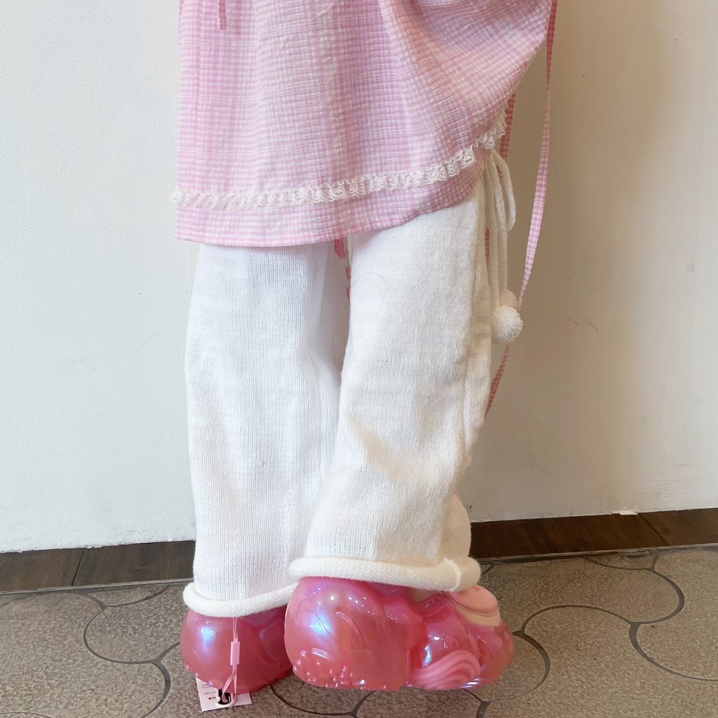 Ribbons leg warmer / White×Pink / リボンレッグウォーマー