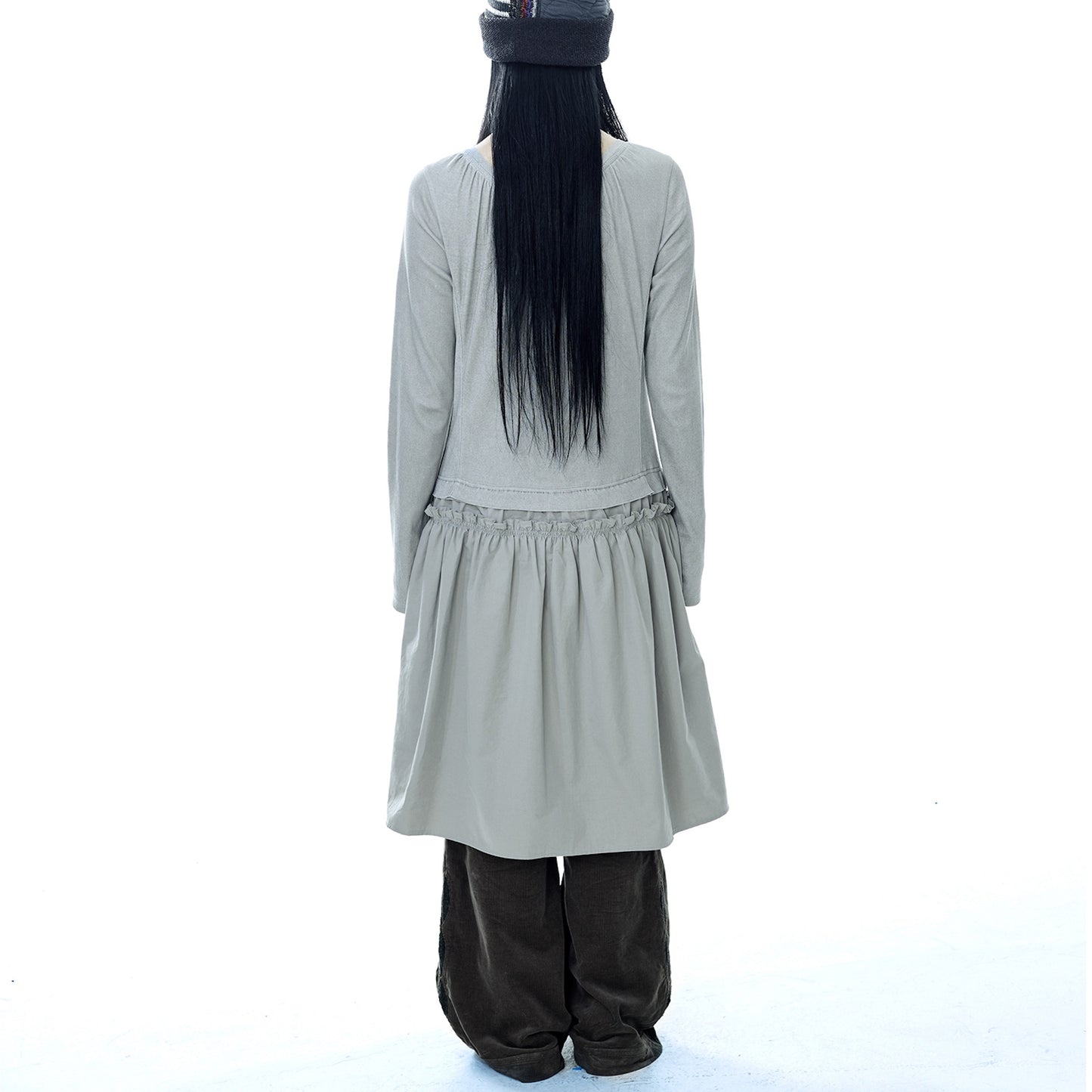 2WAY SHIRRING ONE PIECE / LIGHT KHAKI / シャーリングワンピース