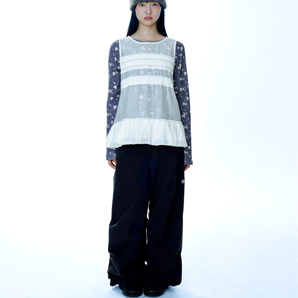 SHEER LAYERED SLEEVELESSS / WHITE / シアーレイヤードタンクトップ