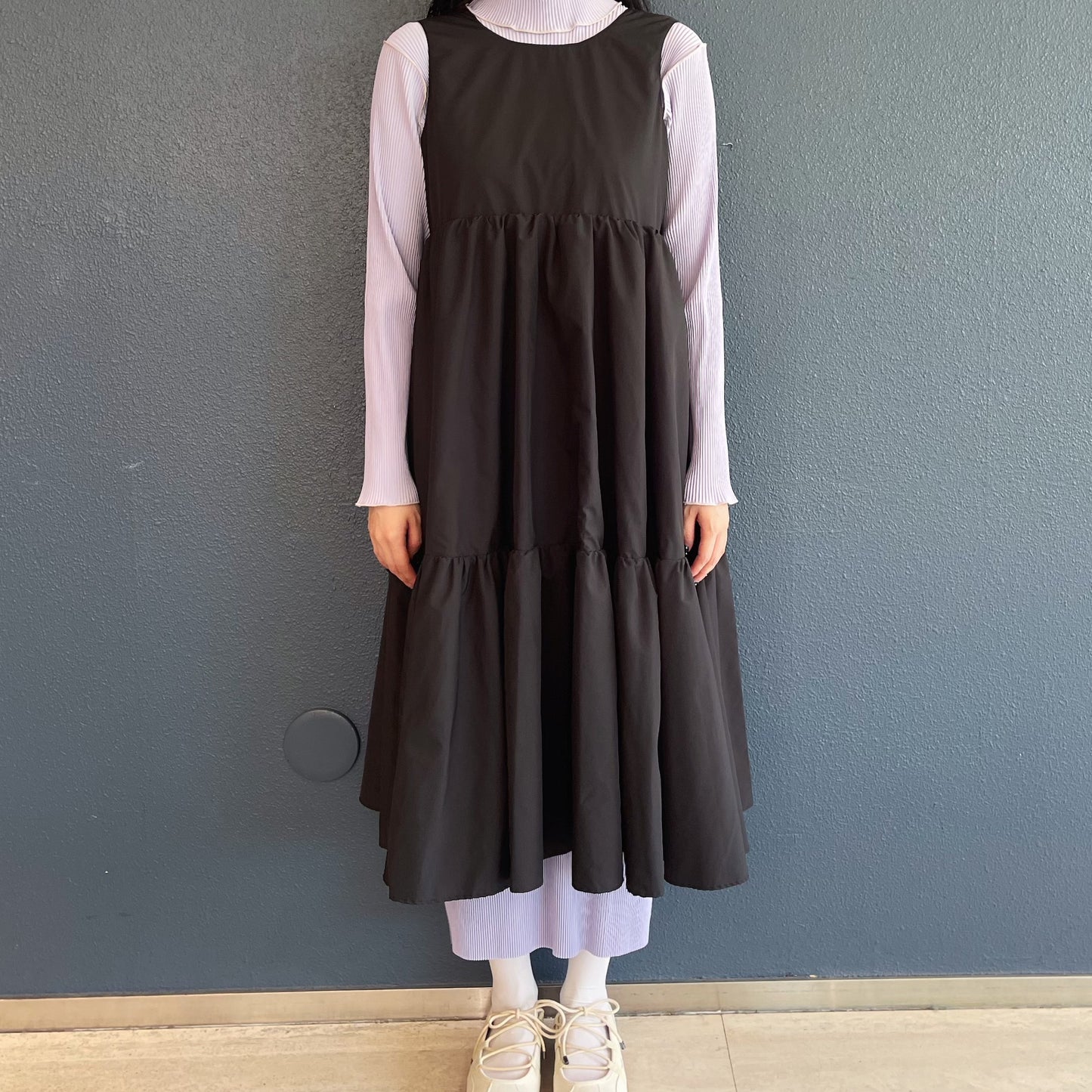 REVERSIBLE GATHER ONE-PIECE / FLOWER x BLACK / リバーシブルギャザーワンピース