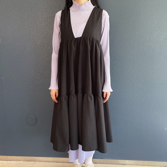 REVERSIBLE GATHER ONE-PIECE / FLOWER x BLACK / リバーシブルギャザーワンピース