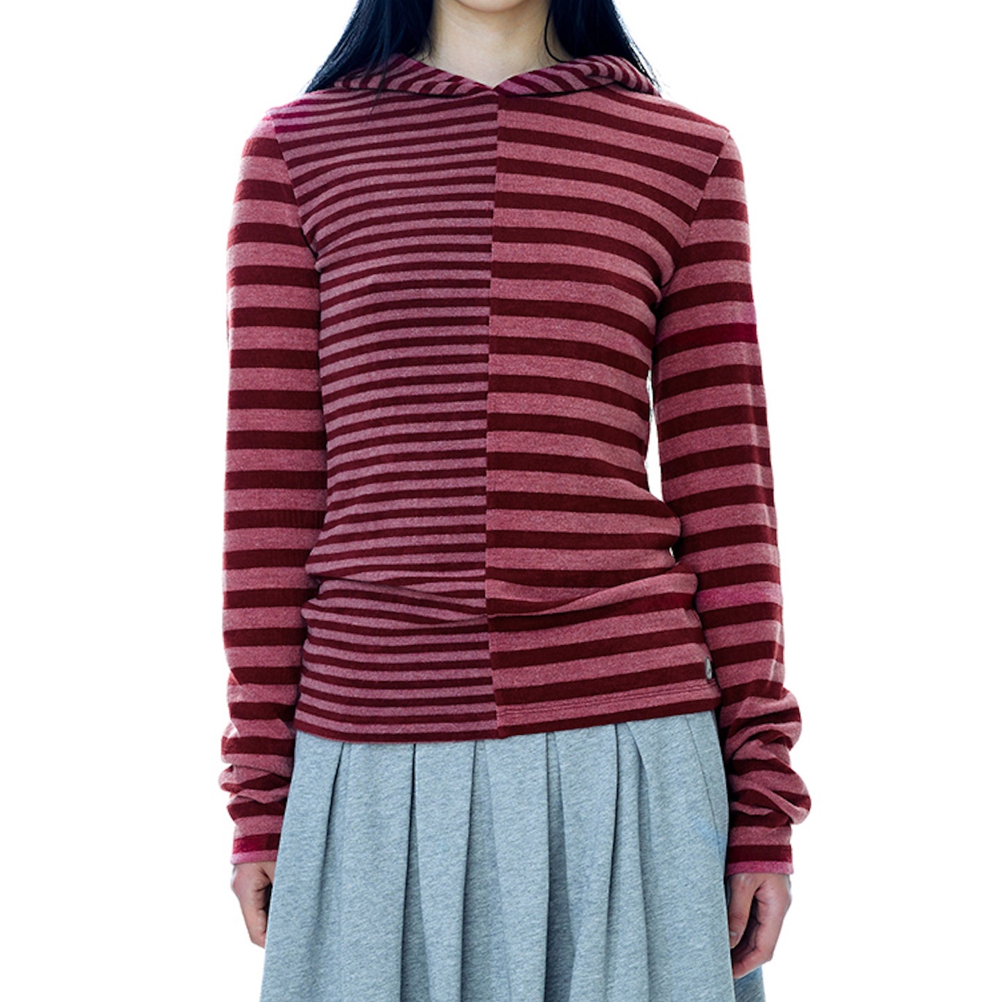 MIXED STRIPE HOODIE / RED / ミックスストライプフーディー
