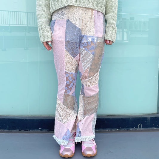 Lace patch work trousers